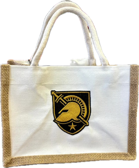 Burlap Tote: Athena Shield Embroidered 5 styles