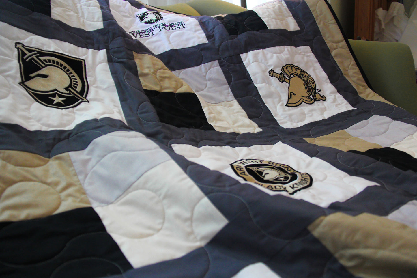 West Point Throw Quilt - Handmade Embroidered - All American Made Fabrics