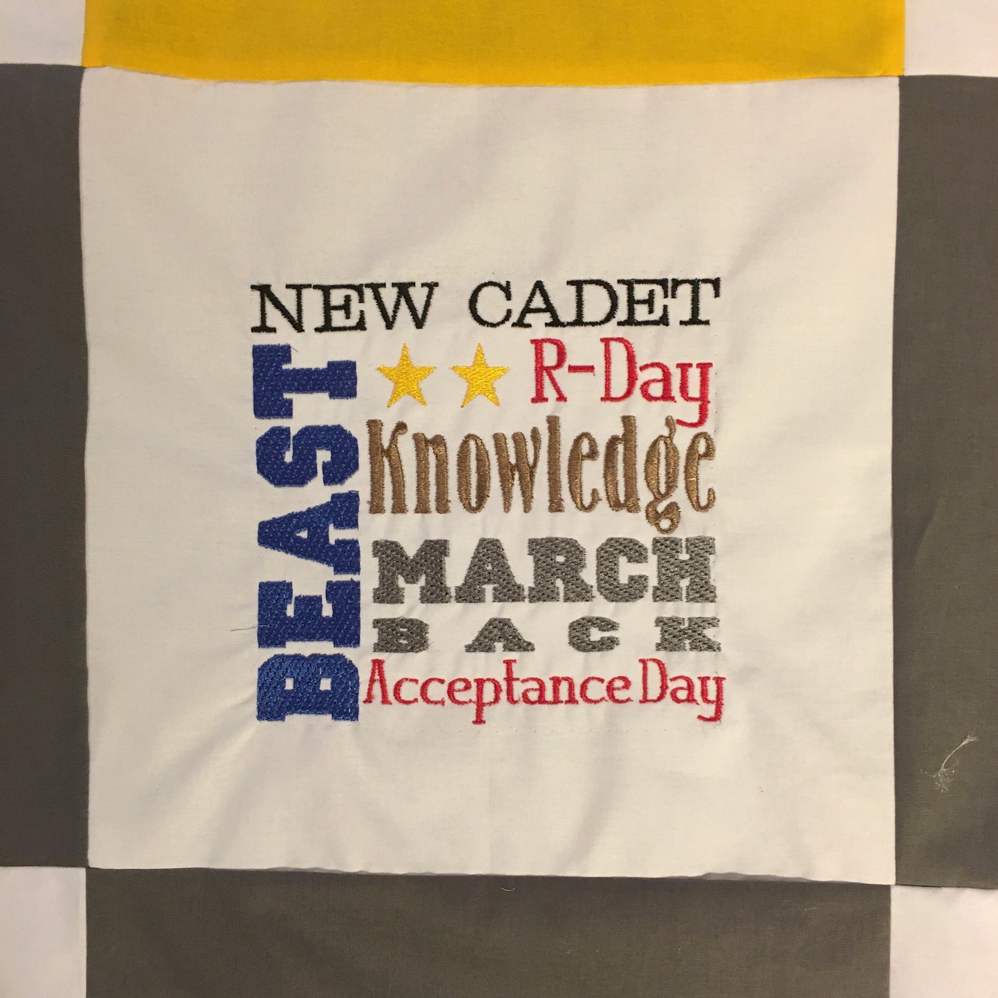 West Point New Cadet - Quilt Block - For Quilts or Decorator Pillows