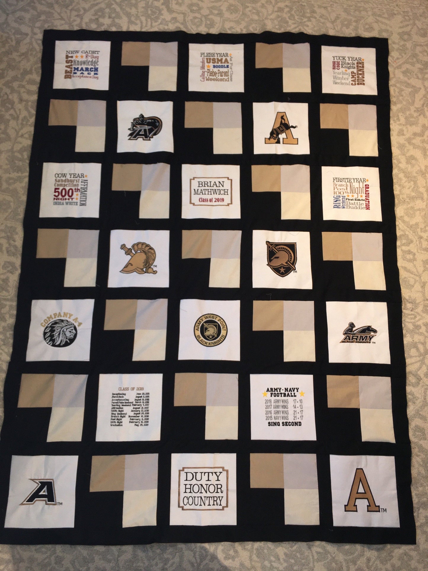 West Point Plebe Year - Quilt Block - For Quilts or Decorator Pillows