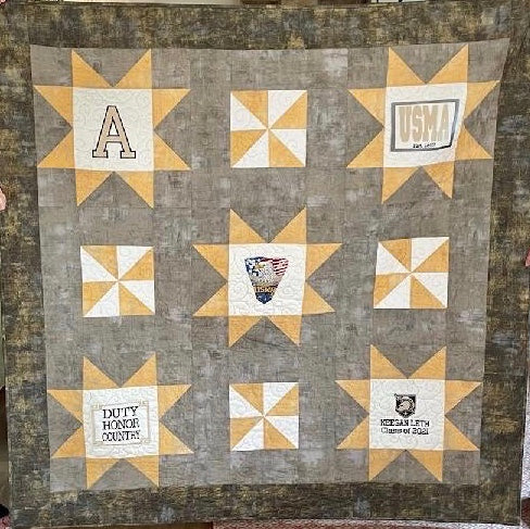 West Point Army A - Quilt Block - For Quilts or Decorator Pillows
